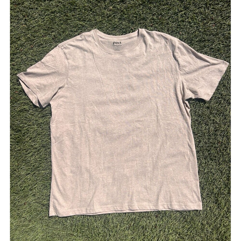 PACT Men's Softspun Organic Cotton Crew Neck T-Shirt Large Wheat Heather